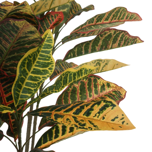 Дерево искусственное в кашпо "Кротон", Н120 см, 3 ветки, 68 листьев