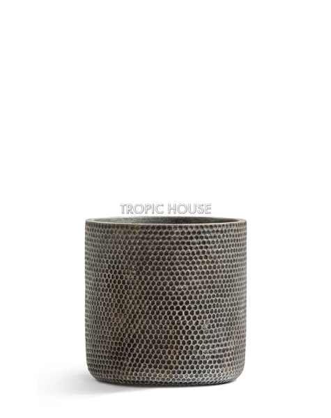 Кашпо TREEZ ERGO, Цилиндр, Серебро с золотой патиной