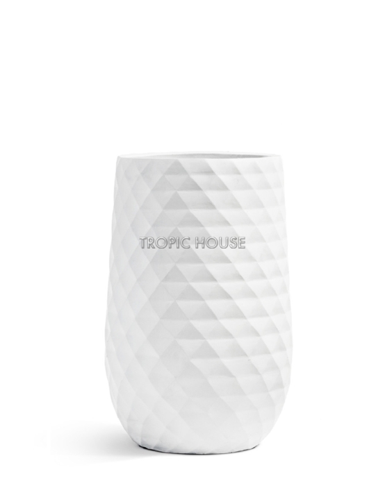 Кашпо TREEZ ERGO, Высокая округлая чаша, Белый камень