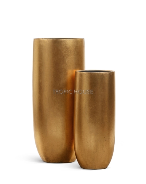 Кашпо TREEZ Effectory, Metal, Высокий округлый конус, Сусальное золото