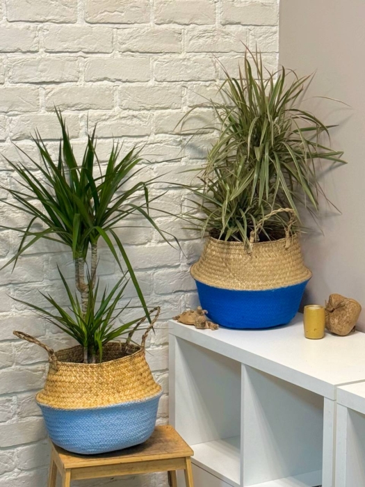 Корзина большая синий/крафт