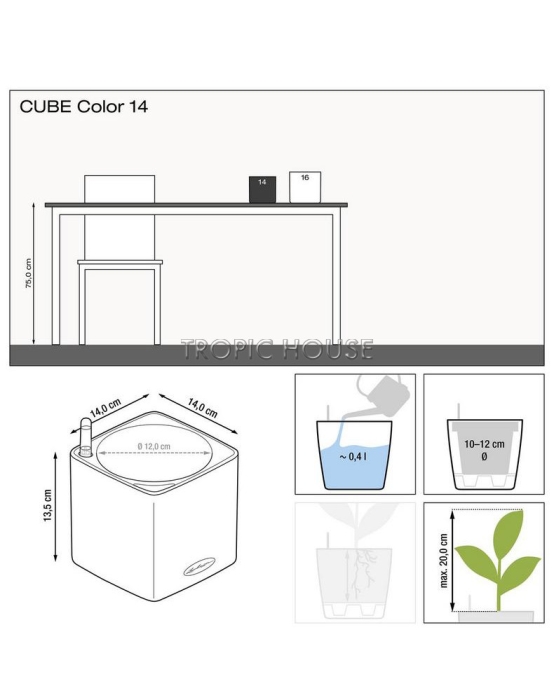 Кашпо LECHUZA CUBE Color 14х13.5 см