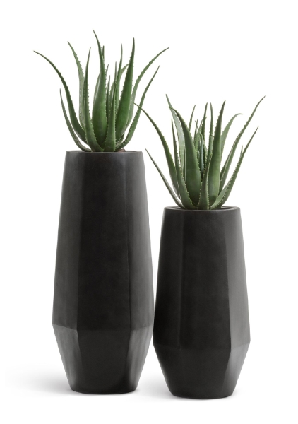 Кашпо TREEZ Effectory, Высокий многогранник, Антрацит