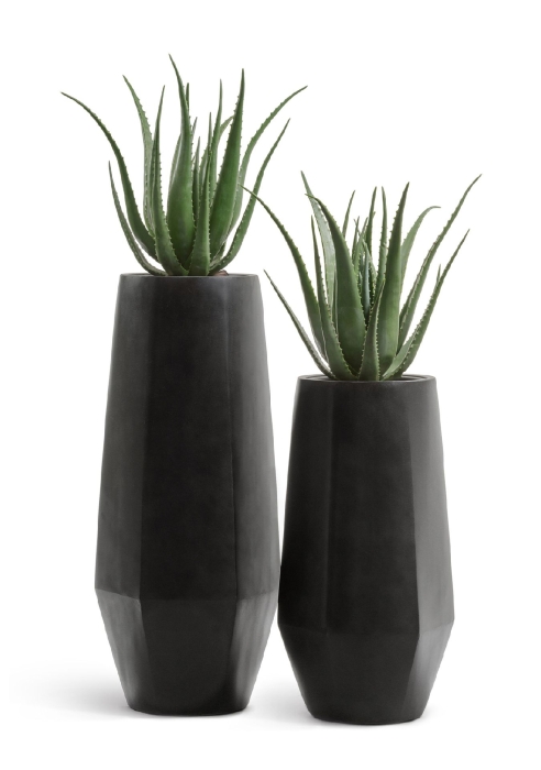 Кашпо TREEZ Эффектори Кристалл Высокий многогранник Антрацит в-75, д-38х32 см 1/1