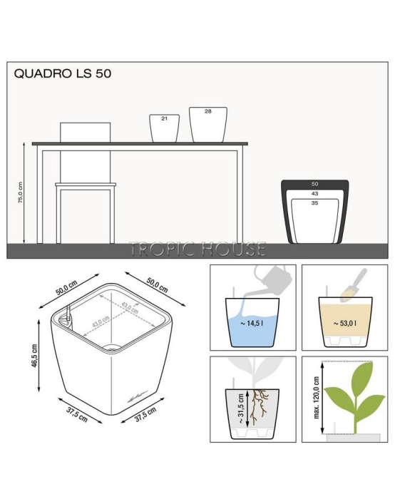 Кашпо LECHUZA QUADRO LS 50х47 см