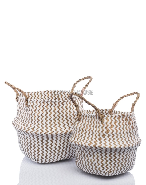 Корзина средняя белый зигзаг