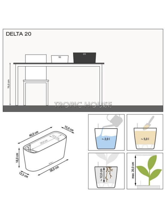 Кашпо LECHUZA DELTA 20х18 см