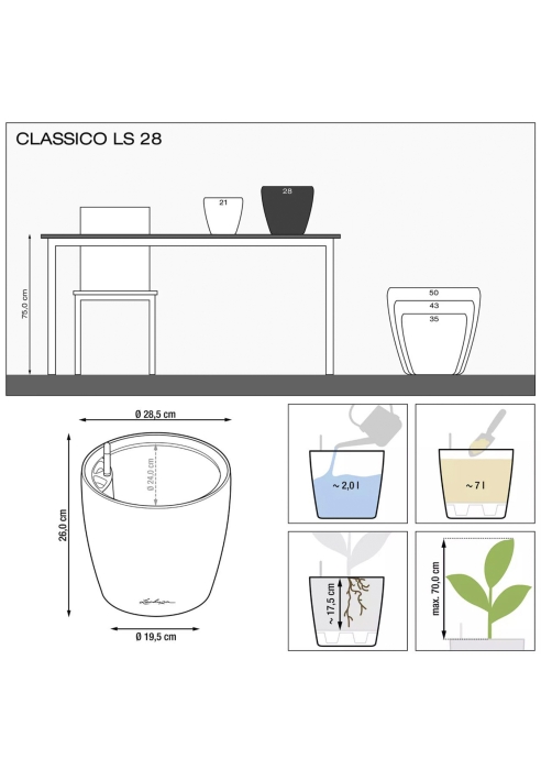 Кашпо LECHUZA CLASSICO Color LS 28х26 см