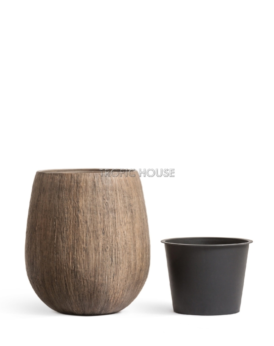 Кашпо TREEZ Эффектори Вуд Округлая чаша Светлый дуб в-39 см, д-32 см