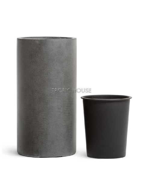Кашпо TREEZ Effectory, Высокий цилиндр, темно-серый бетон