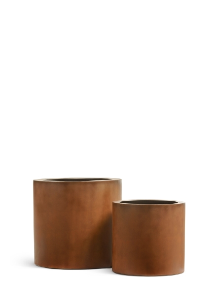 Кашпо TREEZ Effectory, Corten Steel, Цилиндр, Бархатистая окись