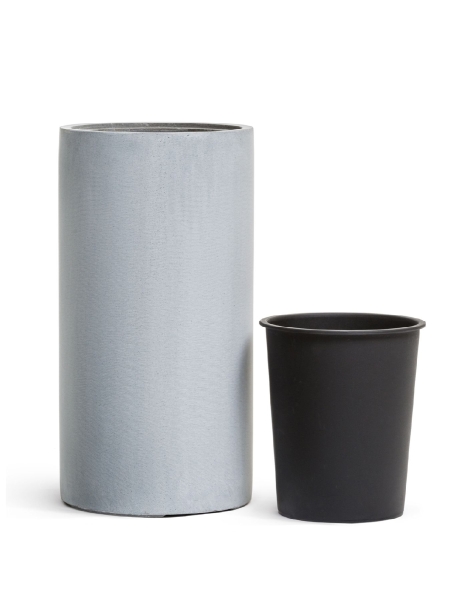 Кашпо TREEZ Effectory, Высокий цилиндр, Серый ледник