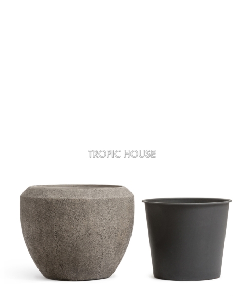 Кашпо TREEZ Effectory, Чаша , Серо-коричневый туф