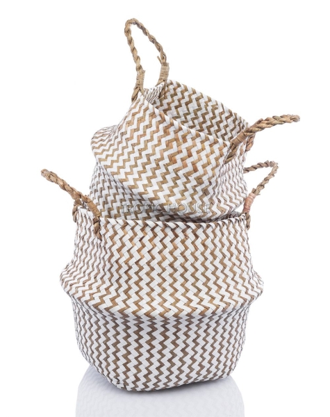 Корзина большая белый зигзаг