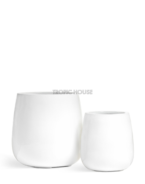 Кашпо TREEZ Effectory, Высокий округлый конус, Белый глянцевый лак