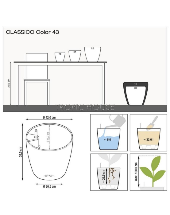 Кашпо LECHUZA CLASSICO Color 43х40 см