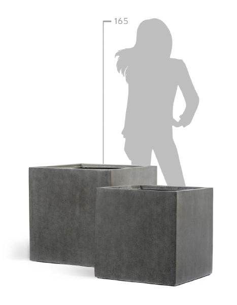 Кашпо TREEZ Effectory, Куб, Темно-серый бетон