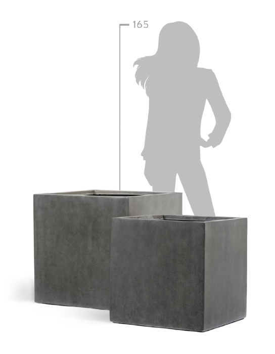 Кашпо TREEZ Effectory, Куб, Темно-серый бетон