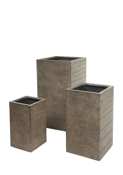 Кашпо Nobilis Marco "Fishbone fossil wood Column" (файкостоун), 25х25хH45 см