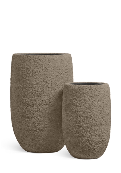 Кашпо TREEZ Effectory, Terra, Высокая чаша, Тёмный беж