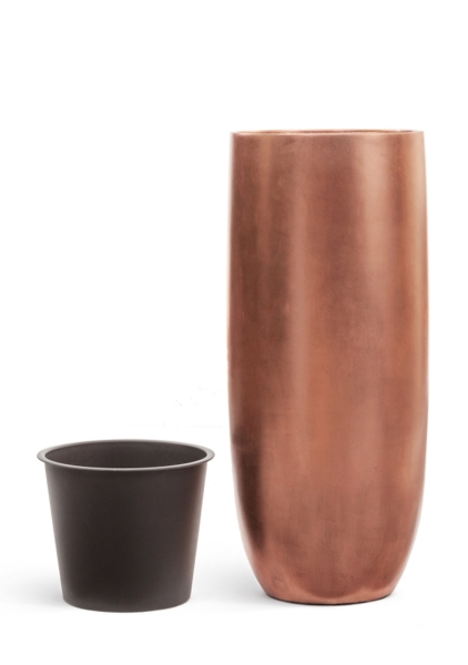 Кашпо TREEZ Effectory, Высокий округлый конус, Розовая медь