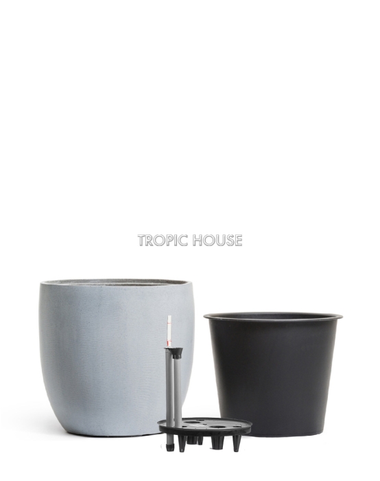 Кашпо TREEZ Эффектори Бетон Округлый конус Серый ледник в-28 см, д-30 см