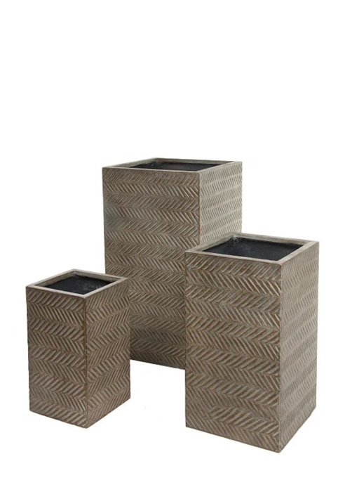 Кашпо Nobilis Marco "Fishbone fossil wood Column" (файкостоун), 43х43хH80 см
