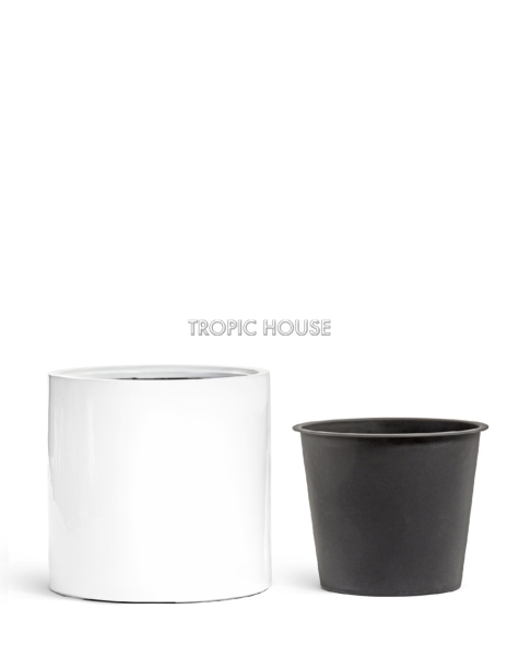 Кашпо TREEZ Effectory, Цилиндр, Белый глянцевый лак