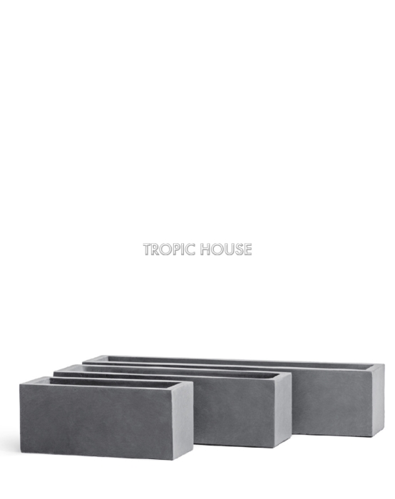 Кашпо TREEZ ERGO, Узкий низкий прямоугольник, Светло-серый камень