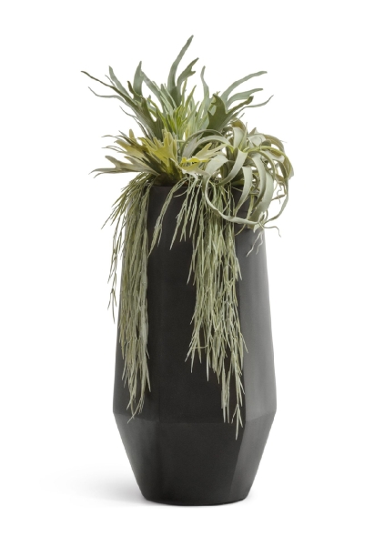 Кашпо TREEZ Effectory, Высокий многогранник, Антрацит