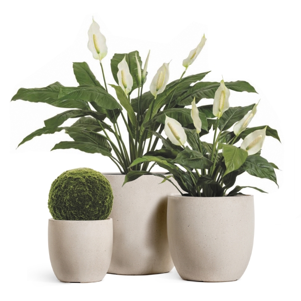 Кашпо TREEZ Effectory, Округлый конус, Белый песок