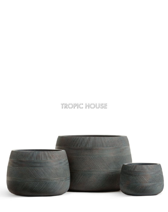 Кашпо TREEZ ЭРГО Графикс Низкая чаша Окись с медной патиной в-20 см, д-29 см