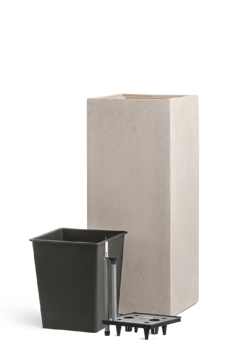 Кашпо TREEZ Эффектори Бетон Высокий куб Белый песок в-60 см, 31х31 см 1/1