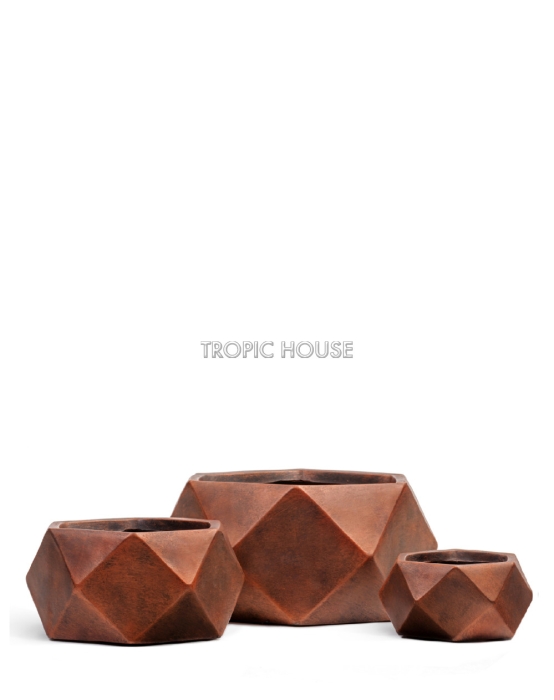 Кашпо TREEZ ERGO, Низкая чаша, Состаренная медь