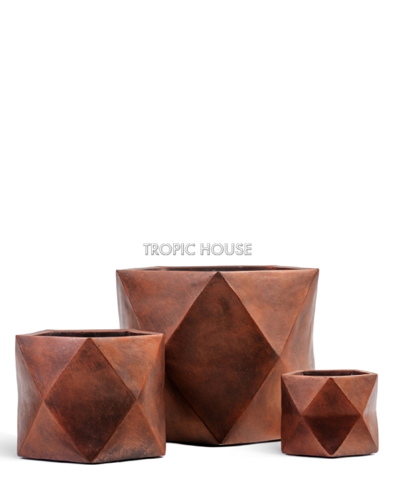 Кашпо TREEZ ERGO, Многогранник, Состаренная медь