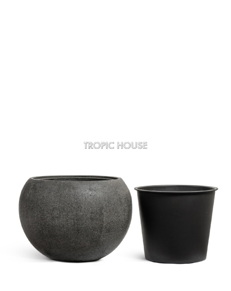 Кашпо TREEZ Effectory, Большая полусфера, Тёмно-серый камень