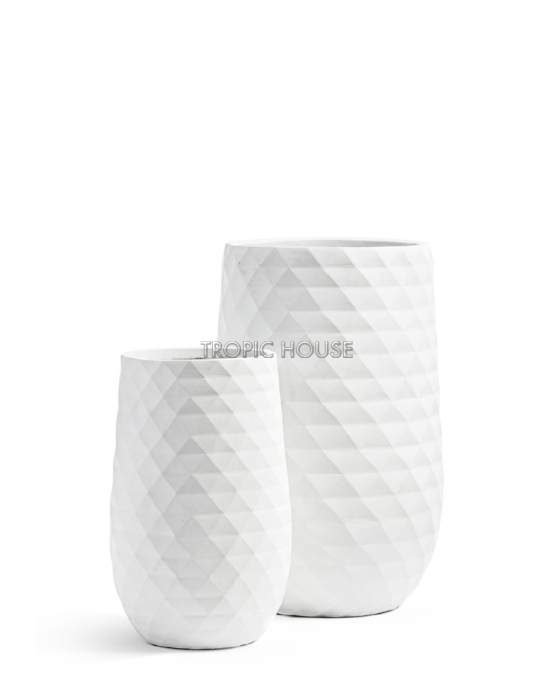 Кашпо TREEZ ERGO, Высокая округлая чаша, Белый камень