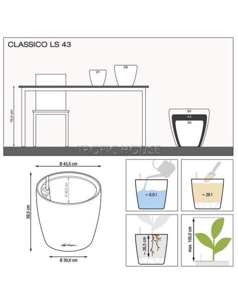 Кашпо LECHUZA CLASSICO LS 43х40 см