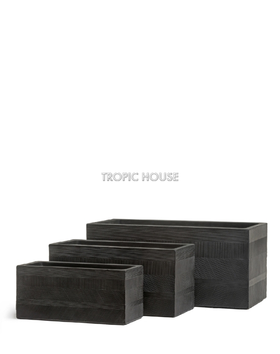 Кашпо TREEZ ERGO, Низкий прямоугольник, Чёрный графит