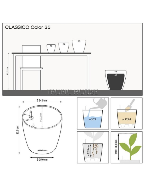 Кашпо LECHUZA CLASSICO Color 35х30 см