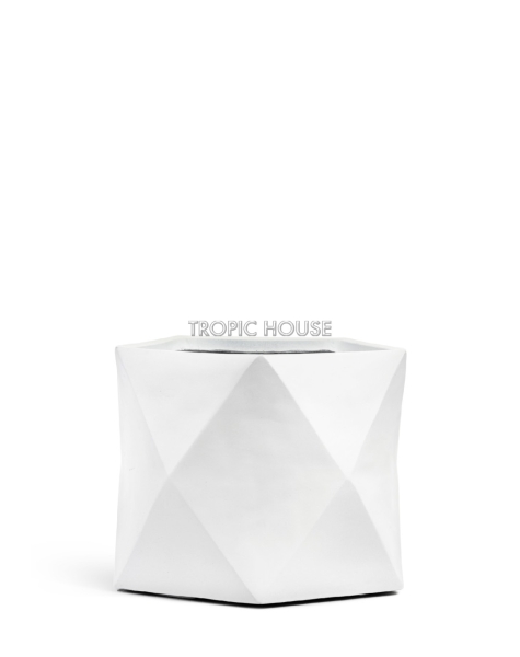 Кашпо TREEZ ERGO, Многогранник, Белый камень