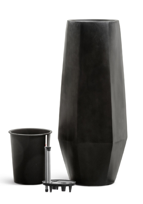 Кашпо TREEZ Эффектори Кристалл Высокий многогранник Антрацит в-75, д-38х32 см 1/1