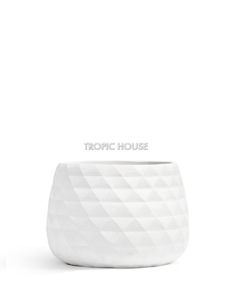 Кашпо TREEZ ERGO, Низкая чаша, Белый камень