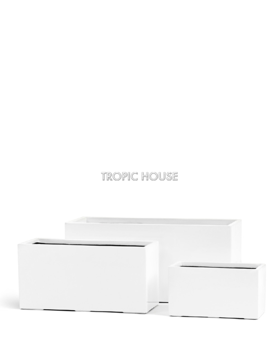 Кашпо TREEZ Эффектори Глосс Низкий прямоугольник Белый глянцевый лак д-40, ш-20, в-22 см