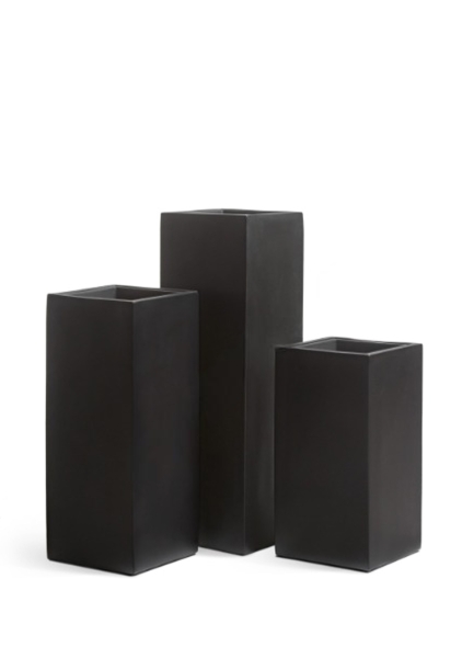 Кашпо TREEZ Effectory, Black Stone, Высокий куб, Антрацит