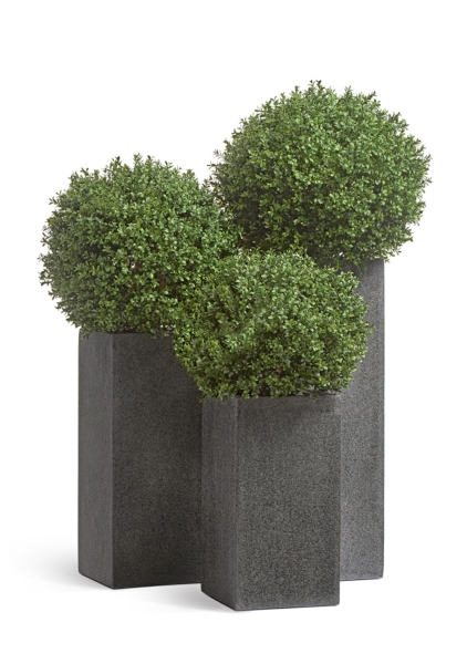 Кашпо TREEZ Effectory, Stone, Высокий куб, Тёмно-серый камень