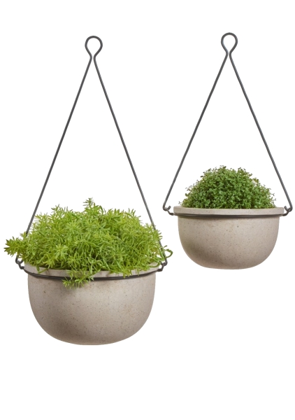 Кашпо TREEZ Effectory, Beton, Полусфера подвесная, Белый песок