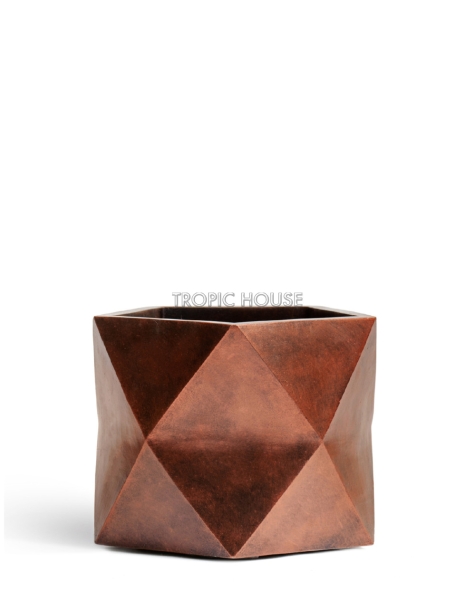 Кашпо TREEZ ERGO, Многогранник, Состаренная медь