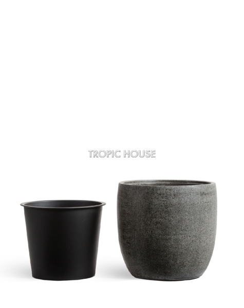 Кашпо TREEZ Effectory, Округлый конус, Тёмно-серый камень
